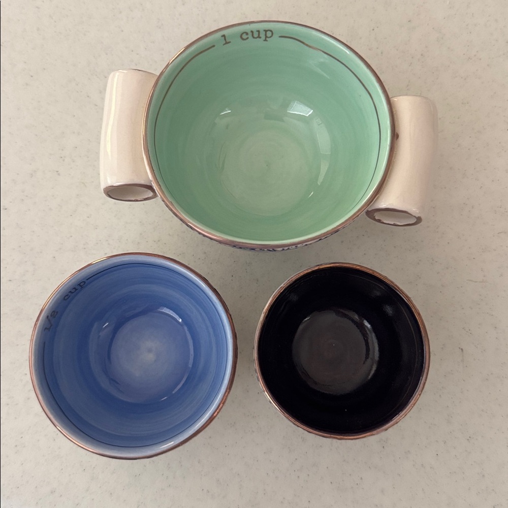 ANTHROPOLOGIE LILIA MEASURING CUPS STONEWARE SET OF 3 - Picture 2 of 7